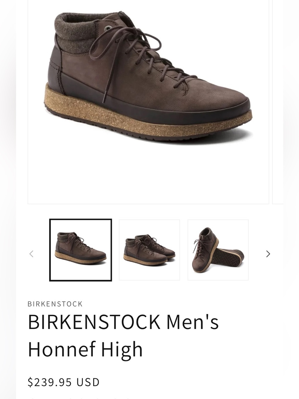 Birkenstock Men's Brown Lace-Up High Top Boot